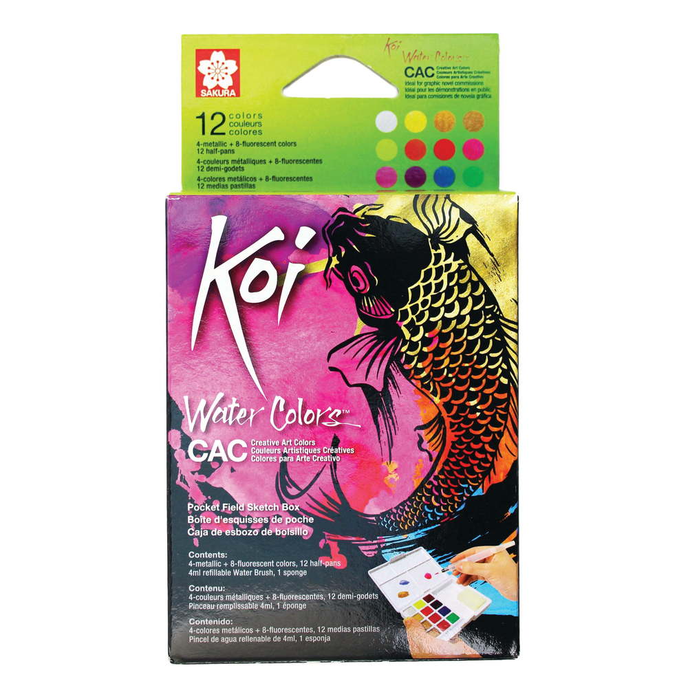 Sakura Koi Watercolor Half Pan - Set of 24 Sketch Box, Assorted Colors